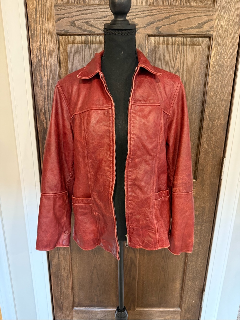 Vintage The Territory Ahead Red Leather Jacket Women’s 10 Moto Ultility